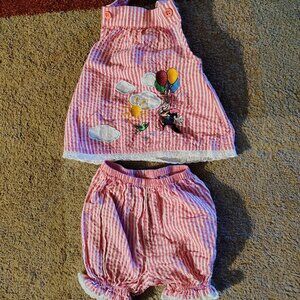 Disney Parks Minnie Mouse Girl's Outfit 2 Piece Pink & White 6 Month Summer Outf